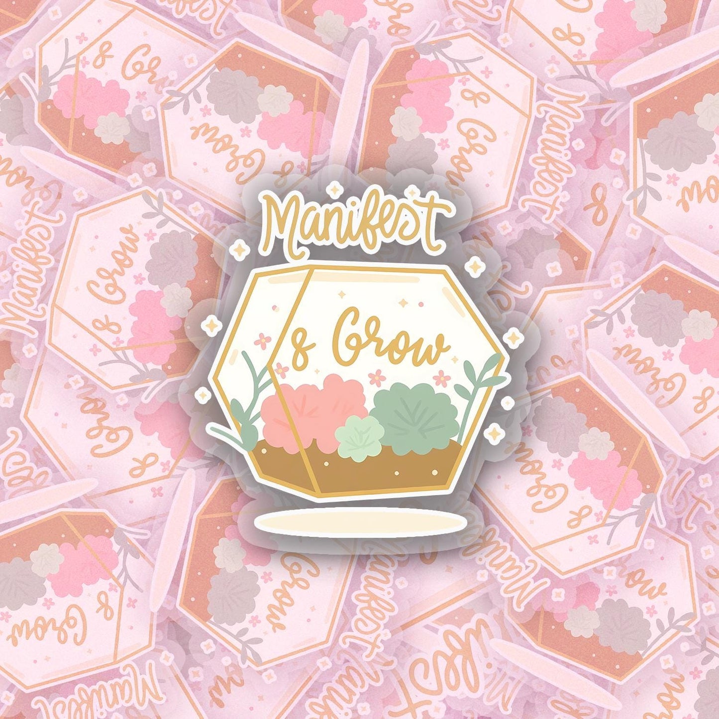 Manifest & Grow 2.5'' Vinyl Sticker – (Glitter/Holographic or Glossy)