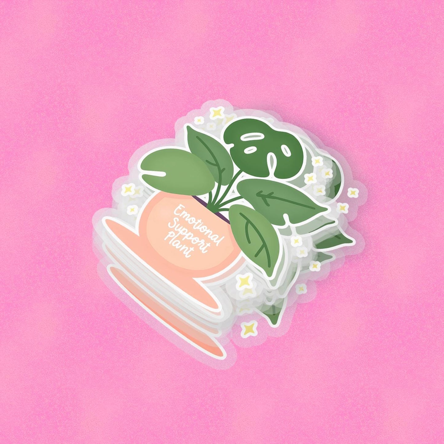 Emotional Support Plant 2.5'' Vinyl Sticker – (Glitter/Holographic or Glossy)