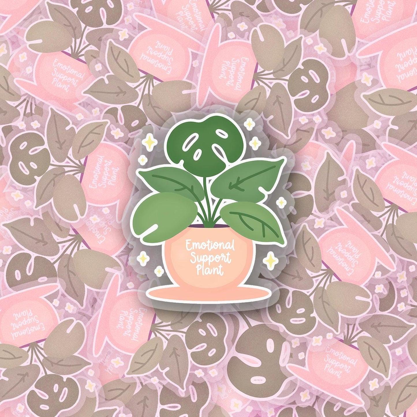 Emotional Support Plant 2.5'' Vinyl Sticker – (Glitter/Holographic or Glossy)