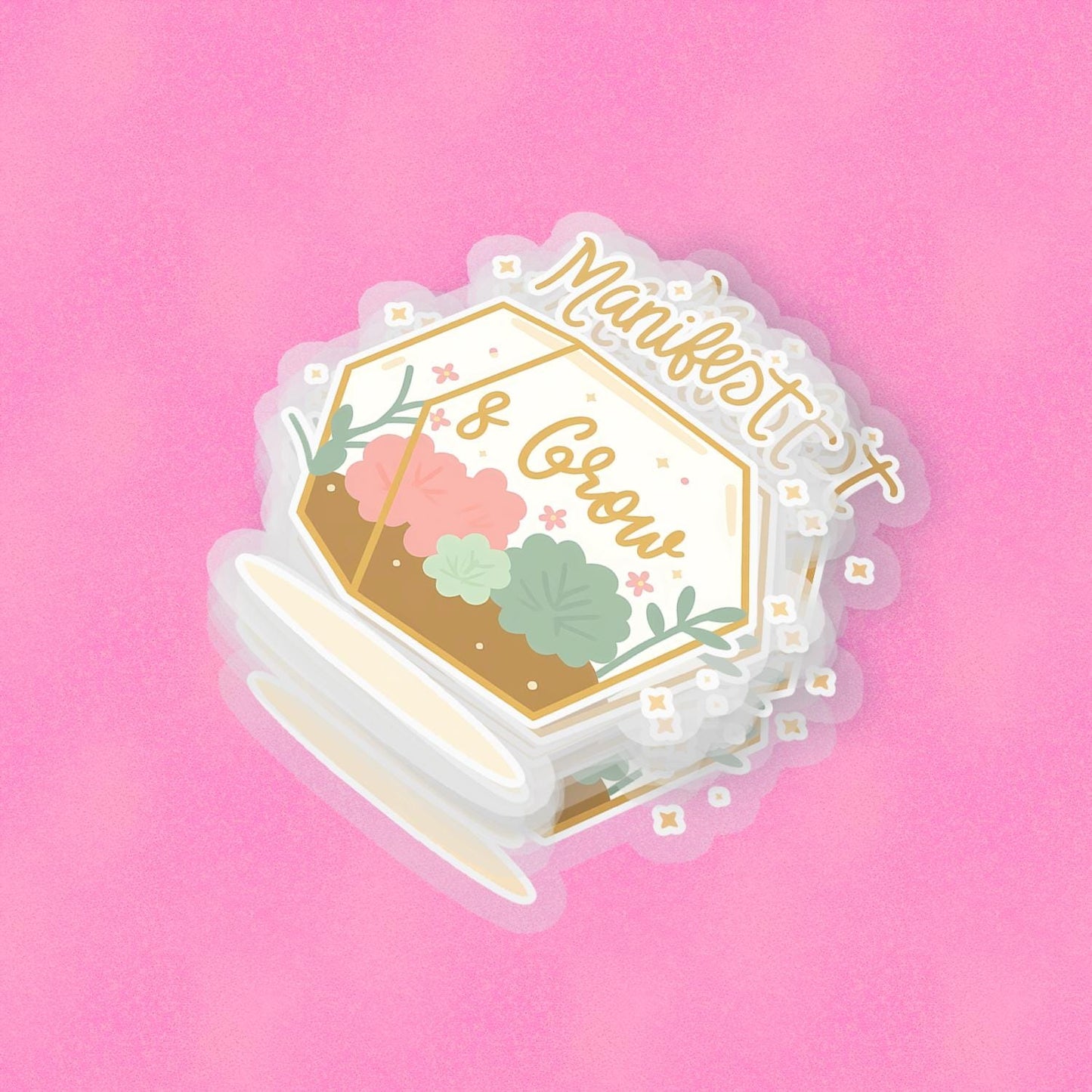 Manifest & Grow 2.5'' Vinyl Sticker – (Glitter/Holographic or Glossy)