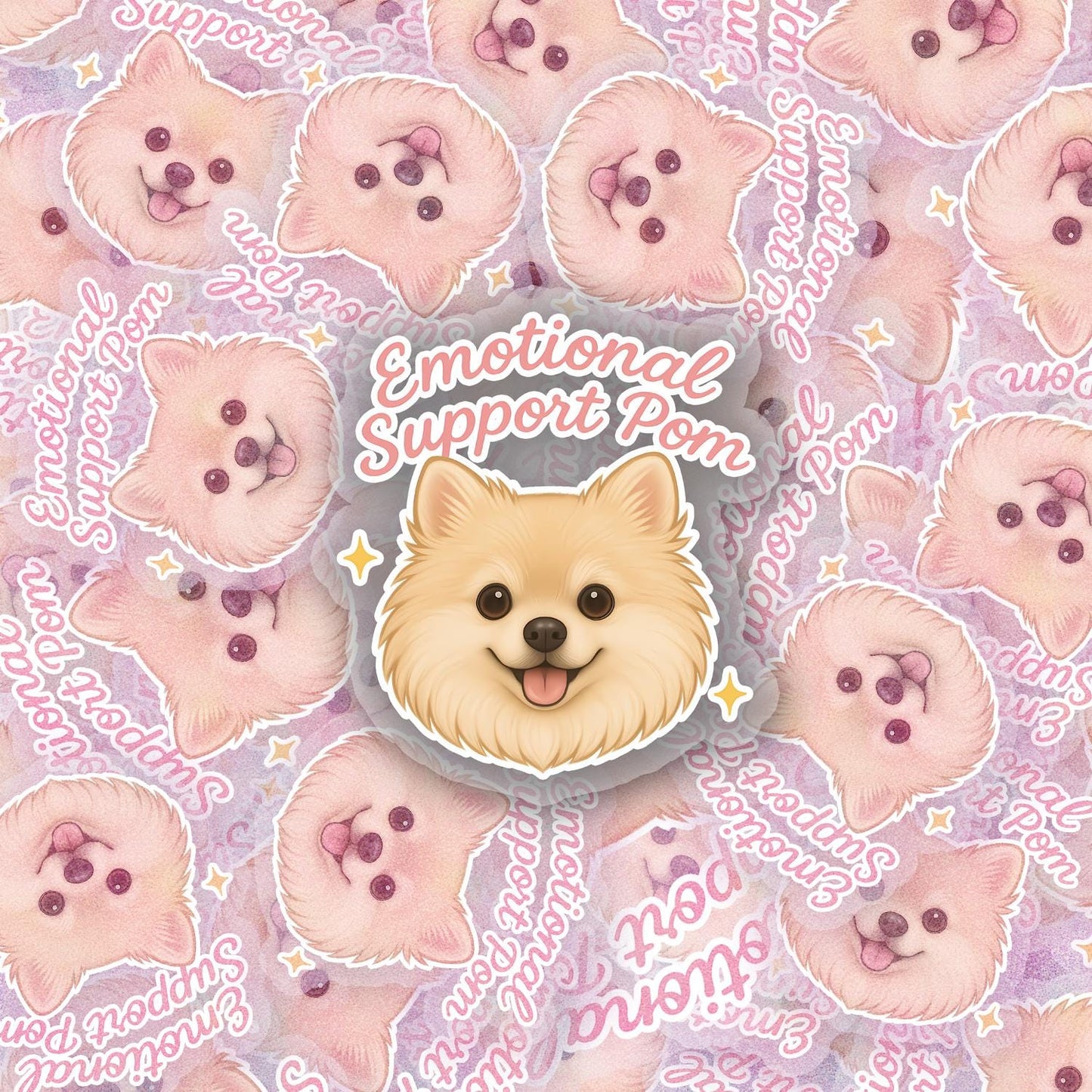 Emotional Support Pom V2 2.5'' Vinyl Sticker – (Glitter/Holographic or Glossy)