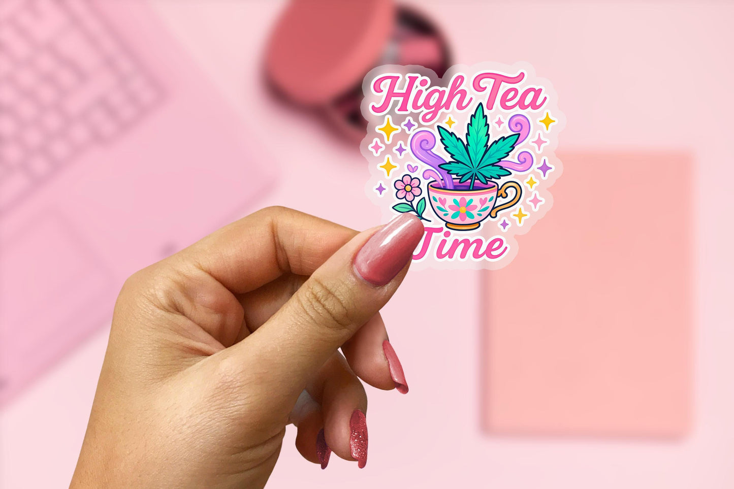 High Tea Time 2.5'' Vinyl Sticker – (Glitter/Holographic or Glossy)