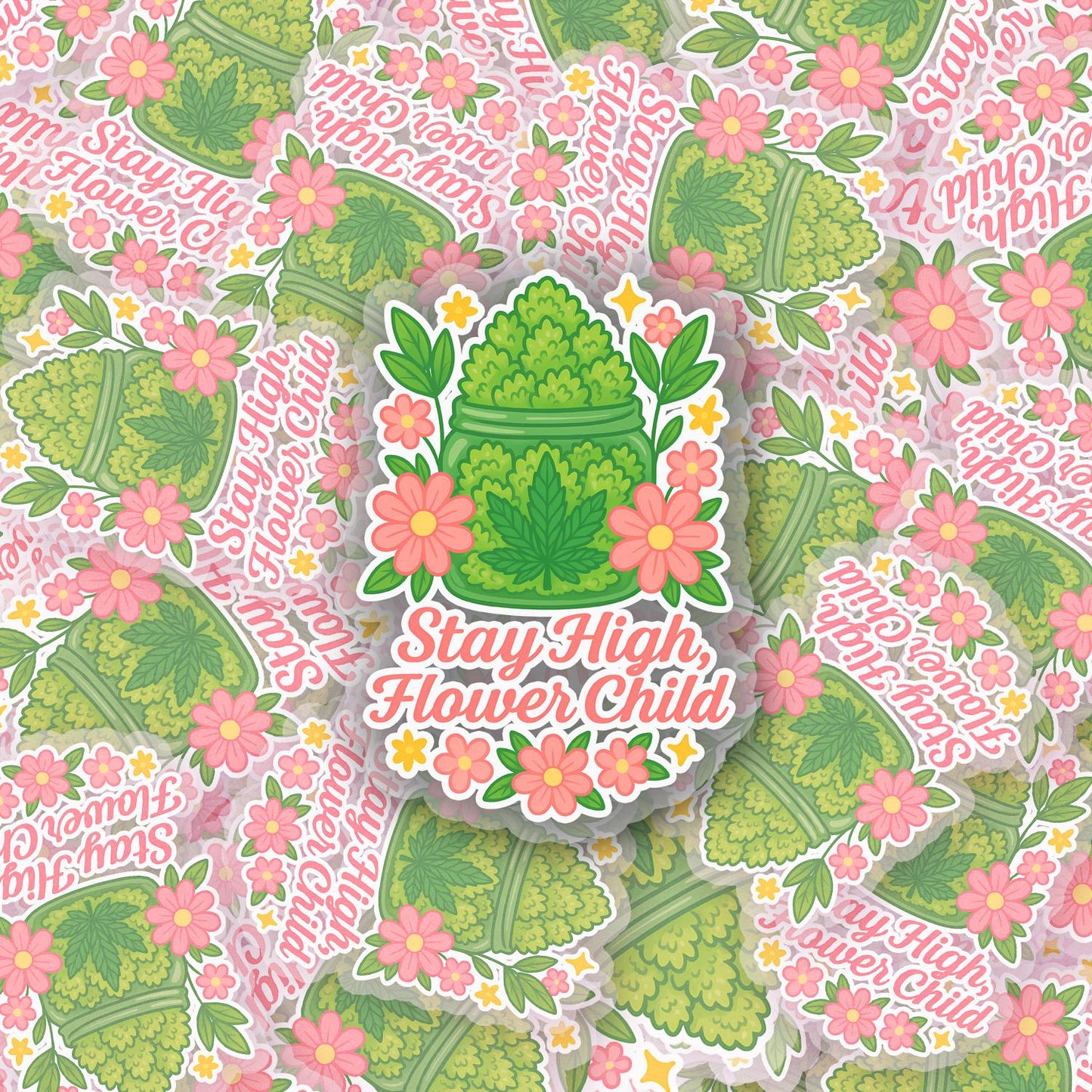 Stay High Flower Child 2.5'' Vinyl Sticker – (Glitter/Holographic or Glossy)