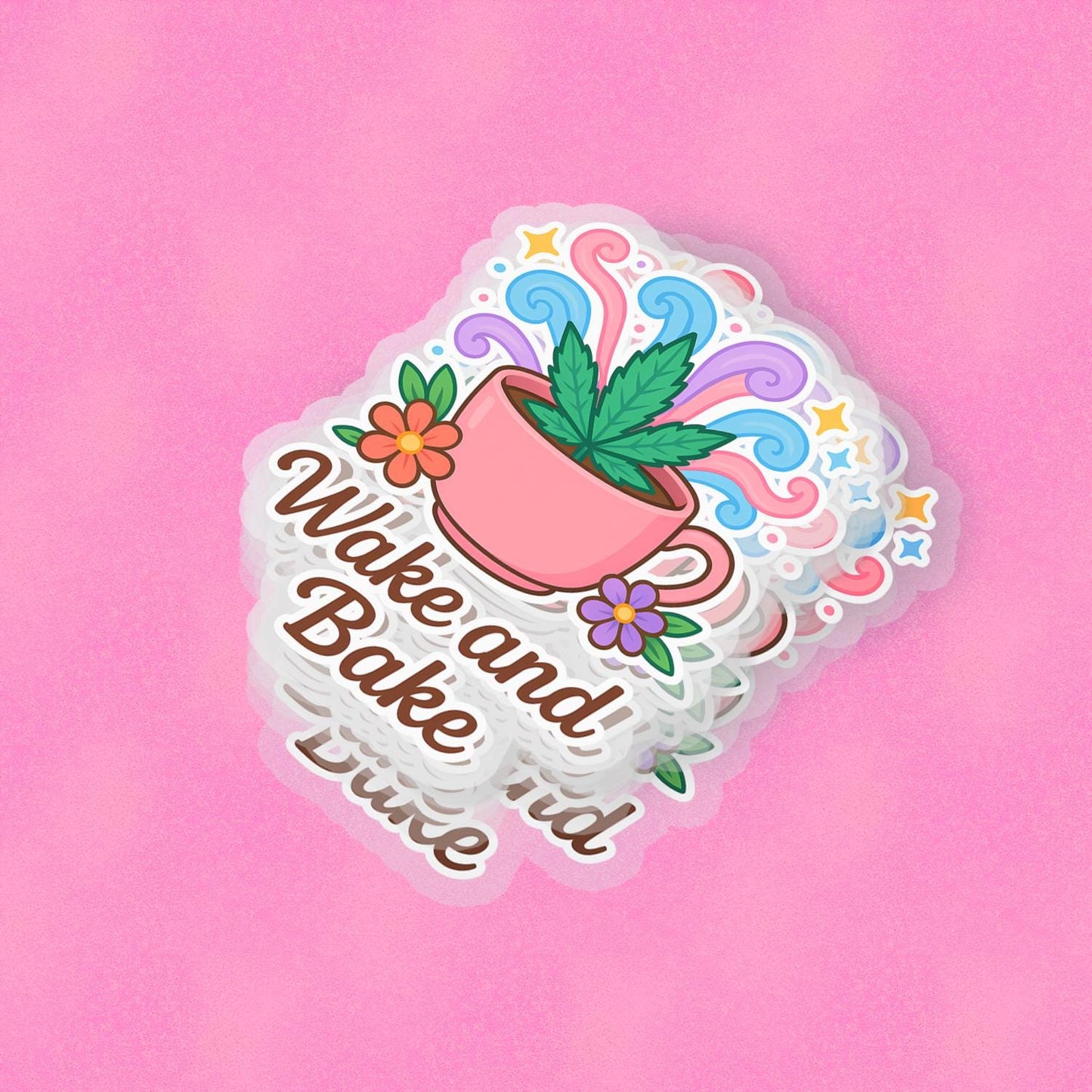 Wake and Bake 2.5'' Vinyl Sticker – (Glitter/Holographic or Glossy)