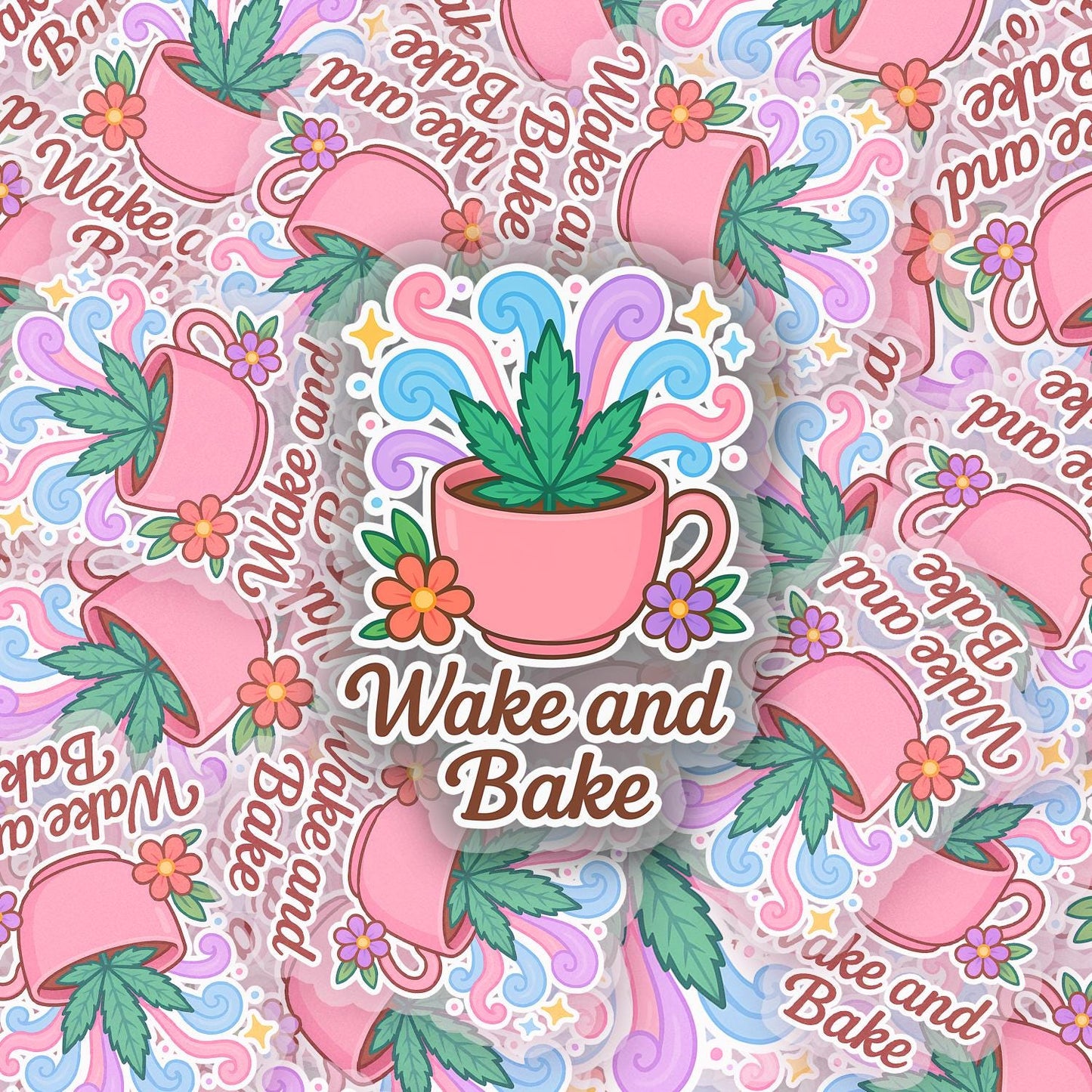 Wake and Bake 2.5'' Vinyl Sticker – (Glitter/Holographic or Glossy)