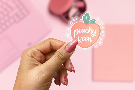 Peachy Keen 2.5'' Vinyl Sticker –  (Glitter/Holographic or Glossy)