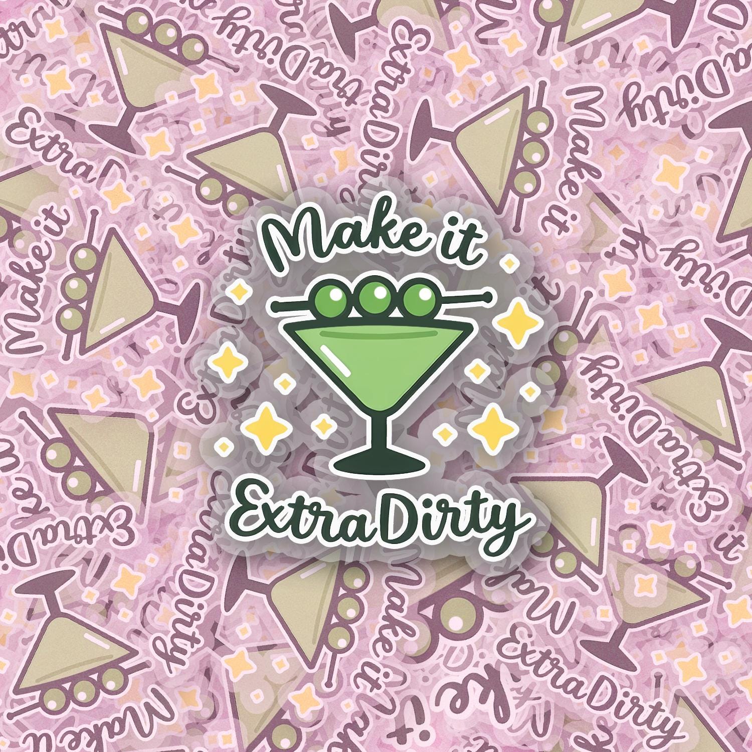 Dirty Martini 2.5'' Vinyl Sticker – (Glitter/Holographic or Glossy)