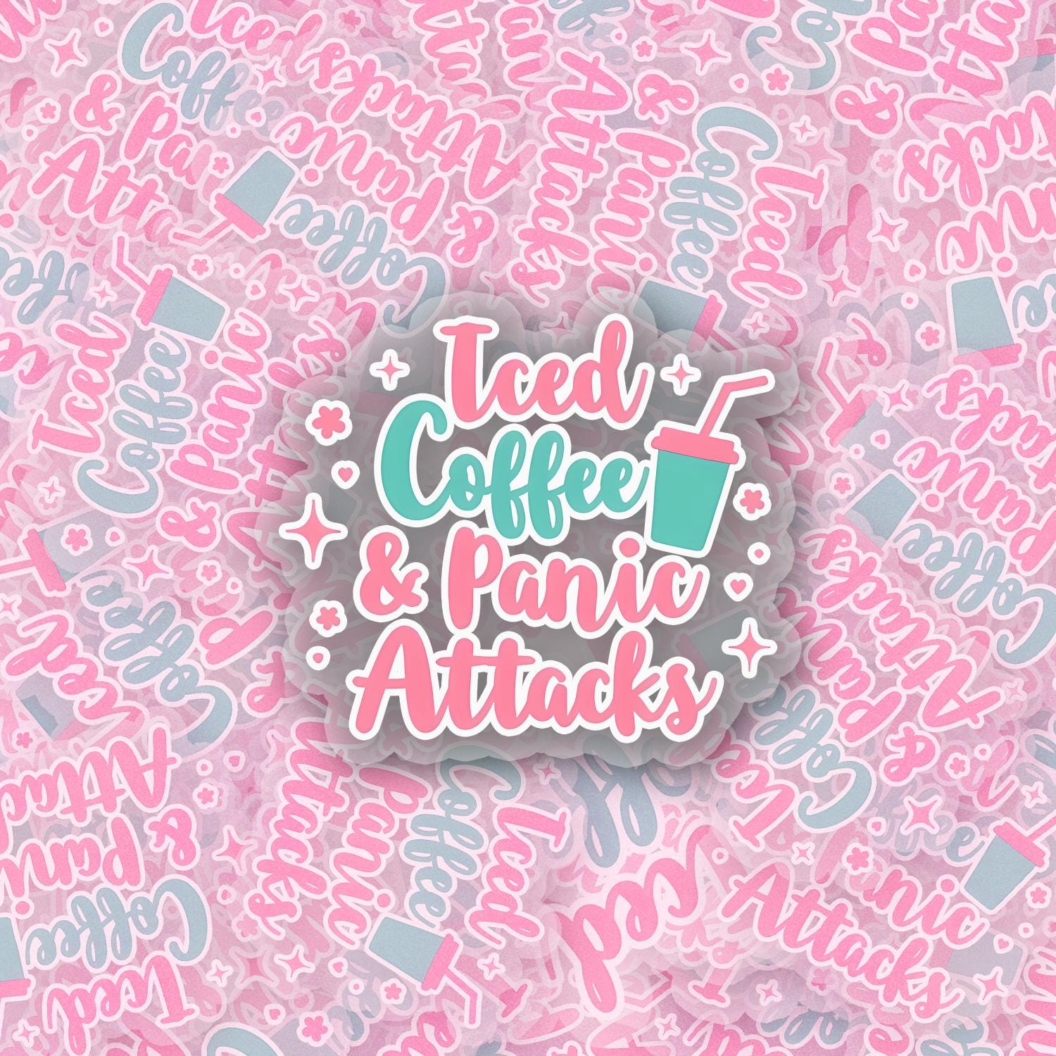 Iced Coffee & Panic Attacks 2.5'' Vinyl Sticker – (Glitter/Holographic or Glossy)
