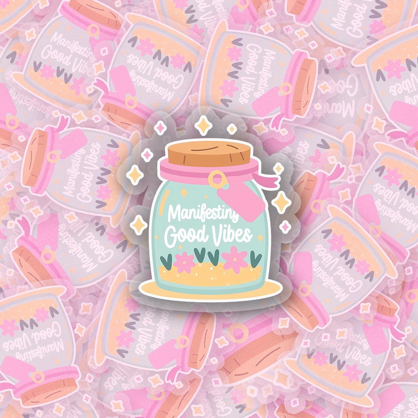 Manifesting Good Vibes V2 2.5'' Vinyl Sticker –  (Glitter/Holographic or Glossy)