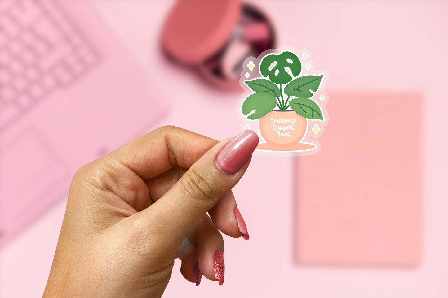 Emotional Support Plant 2.5'' Vinyl Sticker – (Glitter/Holographic or Glossy)