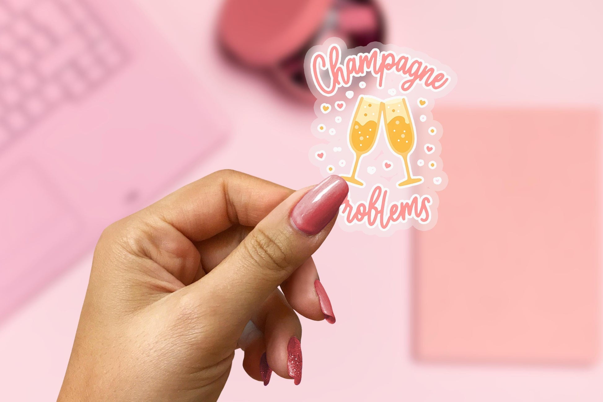 Champagne Problems 2.5'' Vinyl Sticker – (Glitter/Holographic or Glossy)