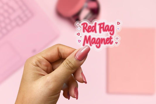 Red Flag Magnet 2.5'' Vinyl Sticker –  (Glitter/Holographic or Glossy)