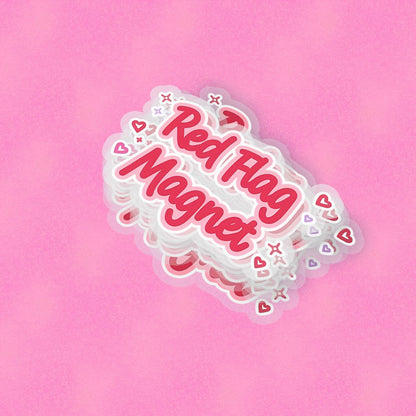 Red Flag Magnet 2.5'' Vinyl Sticker –  (Glitter/Holographic or Glossy)