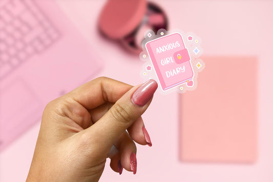 Anxious Girl Diary 2.5'' Vinyl Sticker –  (Glitter/Holographic or Glossy)