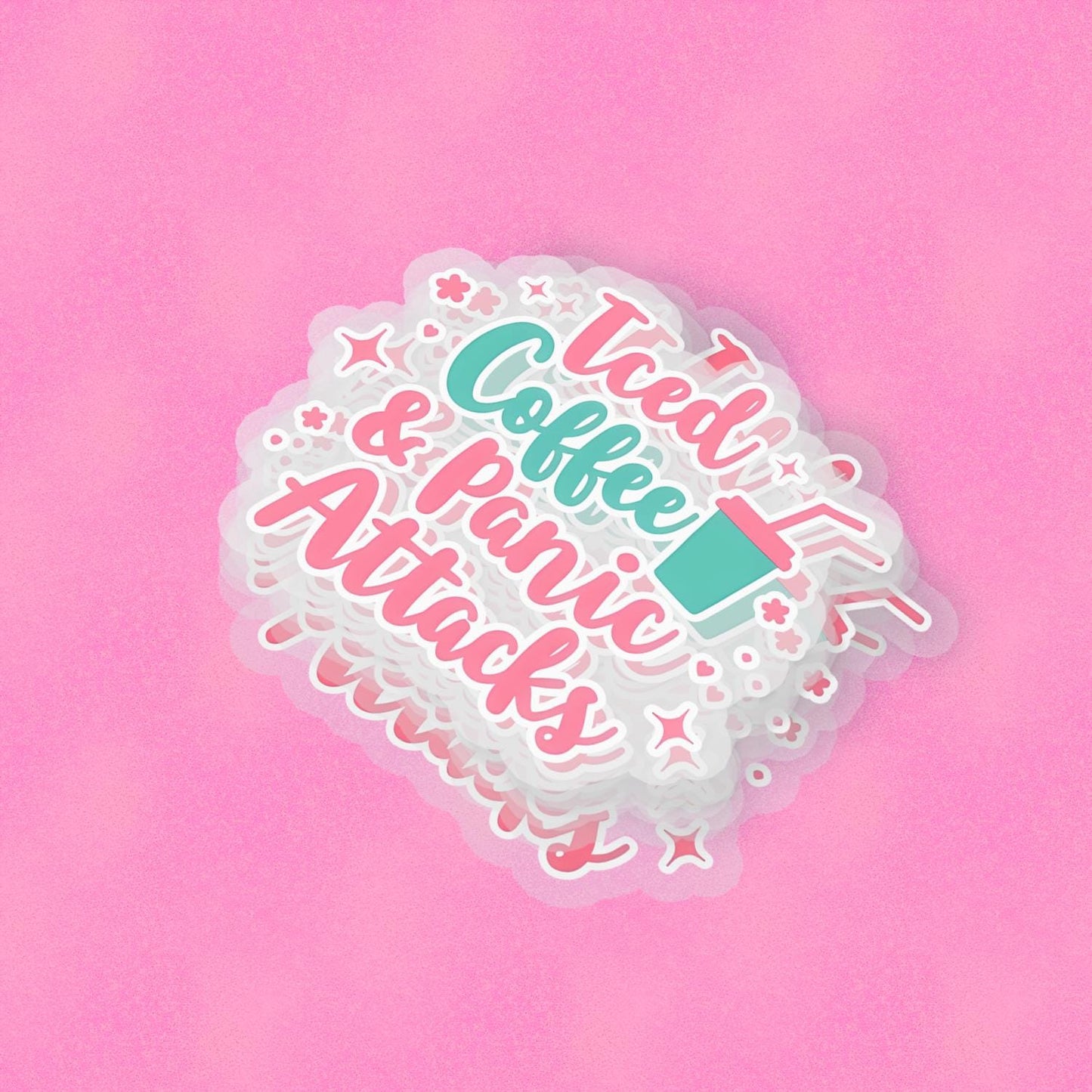 Iced Coffee & Panic Attacks 2.5'' Vinyl Sticker –  (Glitter/Holographic or Glossy)