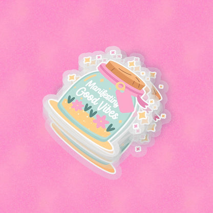 Manifesting Good Vibes V2 2.5'' Vinyl Sticker –  (Glitter/Holographic or Glossy)