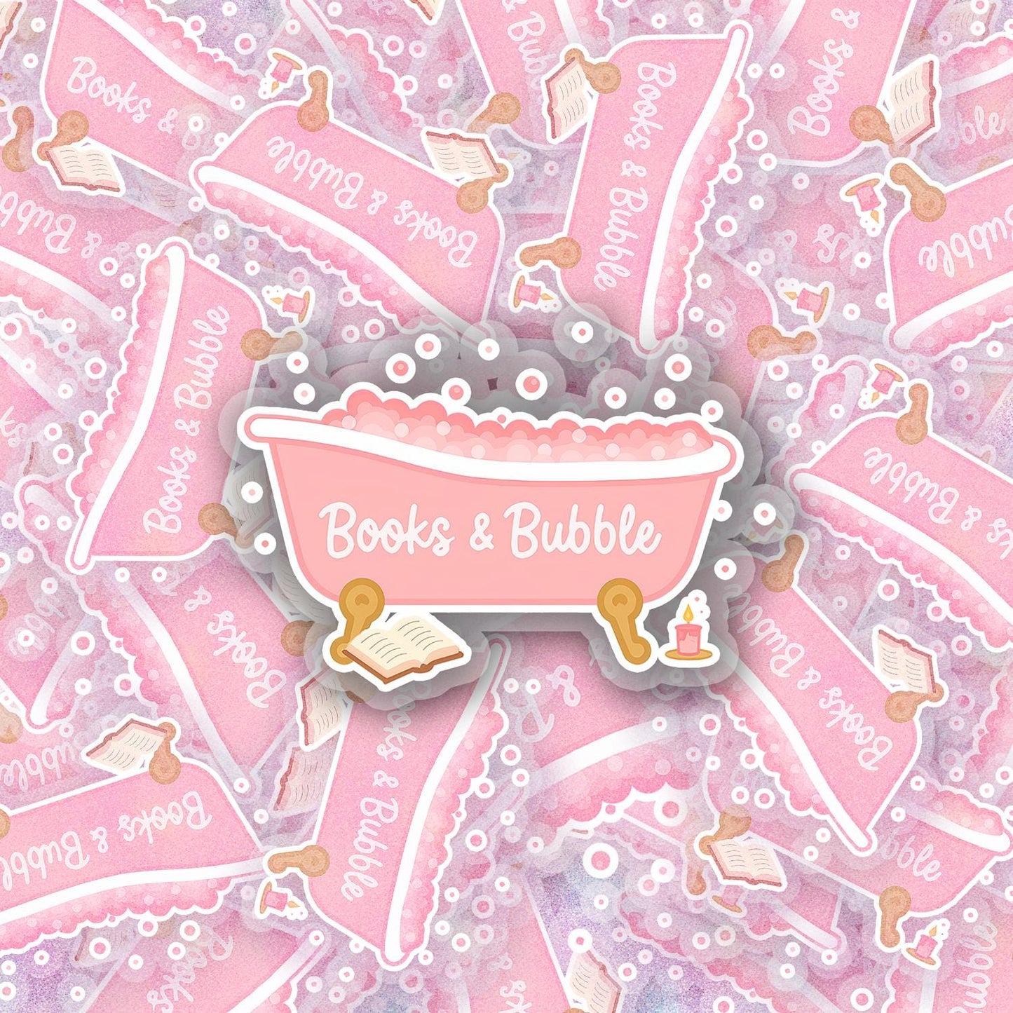 Books and Bubbles 2.5'' Vinyl Sticker –  (Glitter/Holographic or Glossy)