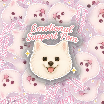 Emotional Support Pom 2.5'' Vinyl Sticker –  (Glitter/Holographic or Glossy)
