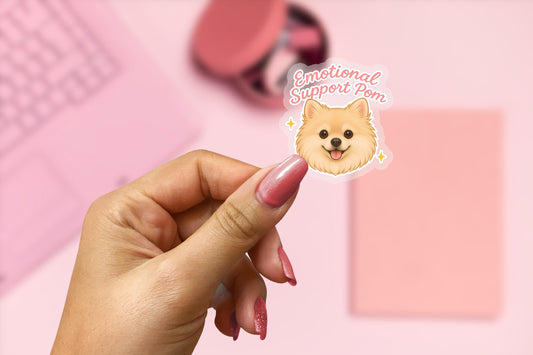 Emotional Support Pom V2  2.5'' Vinyl Sticker –  (Glitter/Holographic or Glossy)
