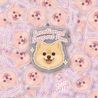 Emotional Support Pom V2  2.5'' Vinyl Sticker –  (Glitter/Holographic or Glossy)