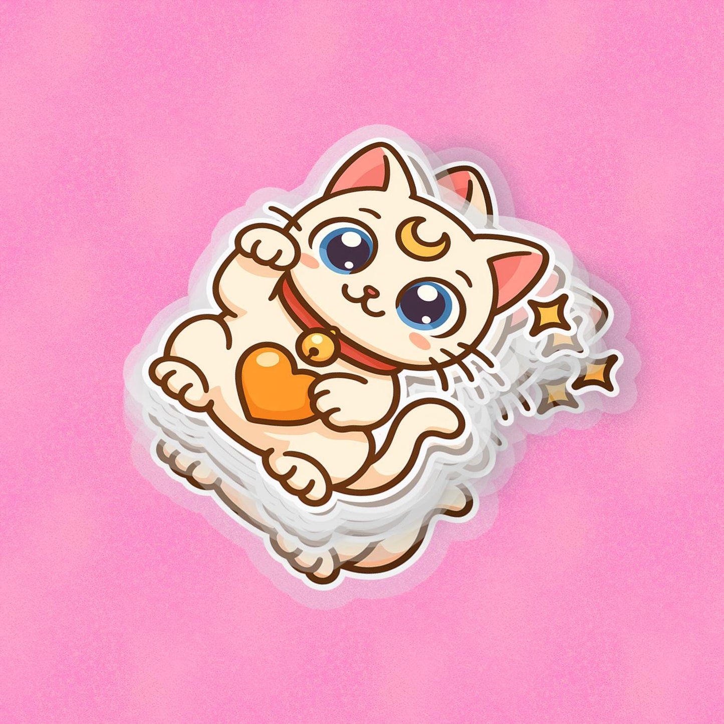 White Magical Kitty 2.5'' Vinyl Sticker – (Glitter/Holographic or Glossy)