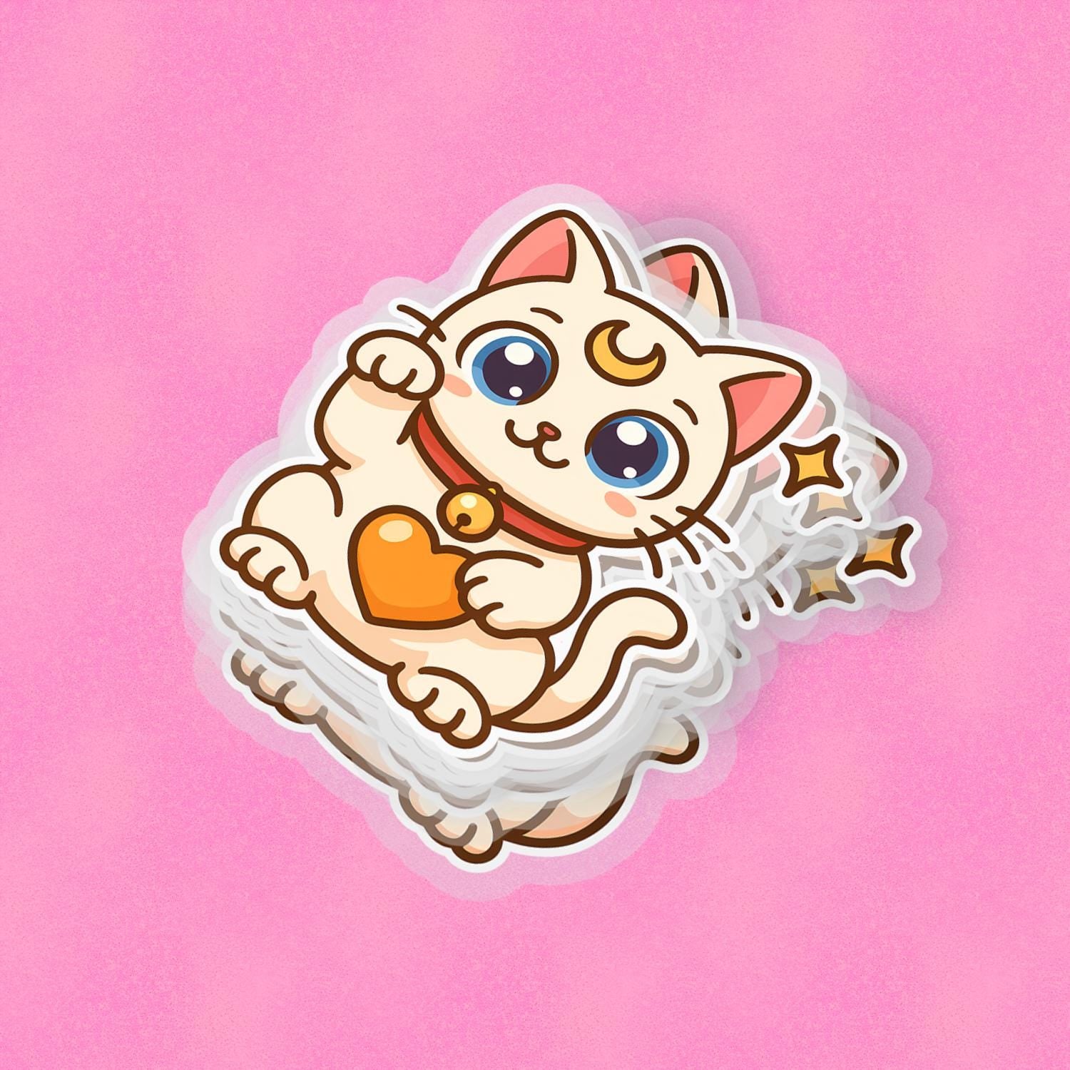 White Magical Kitty 2.5'' Vinyl Sticker – (Glitter/Holographic or Glossy)