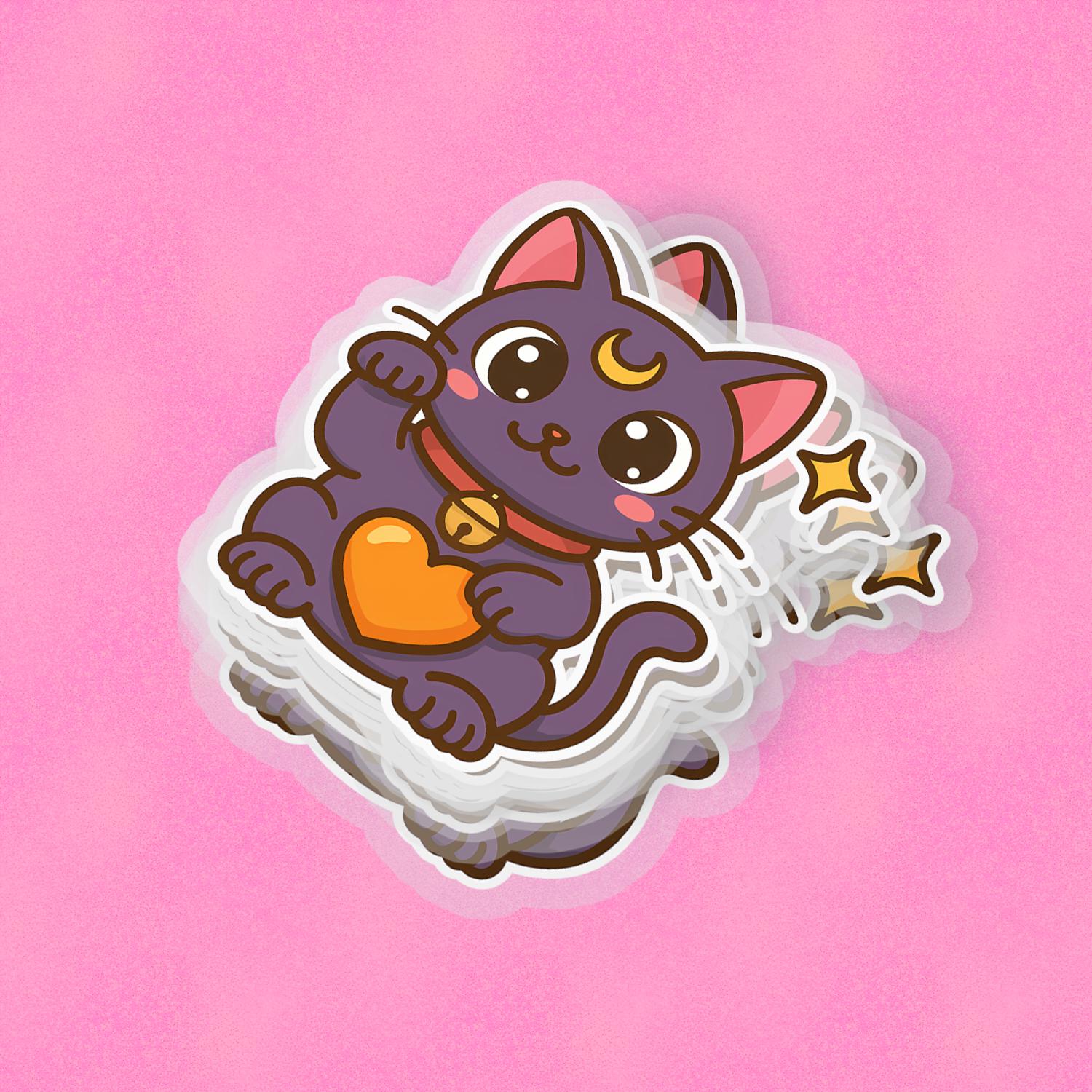 Black Magical Kitty 2.5'' Vinyl Sticker – (Glitter/Holographic or Glossy)