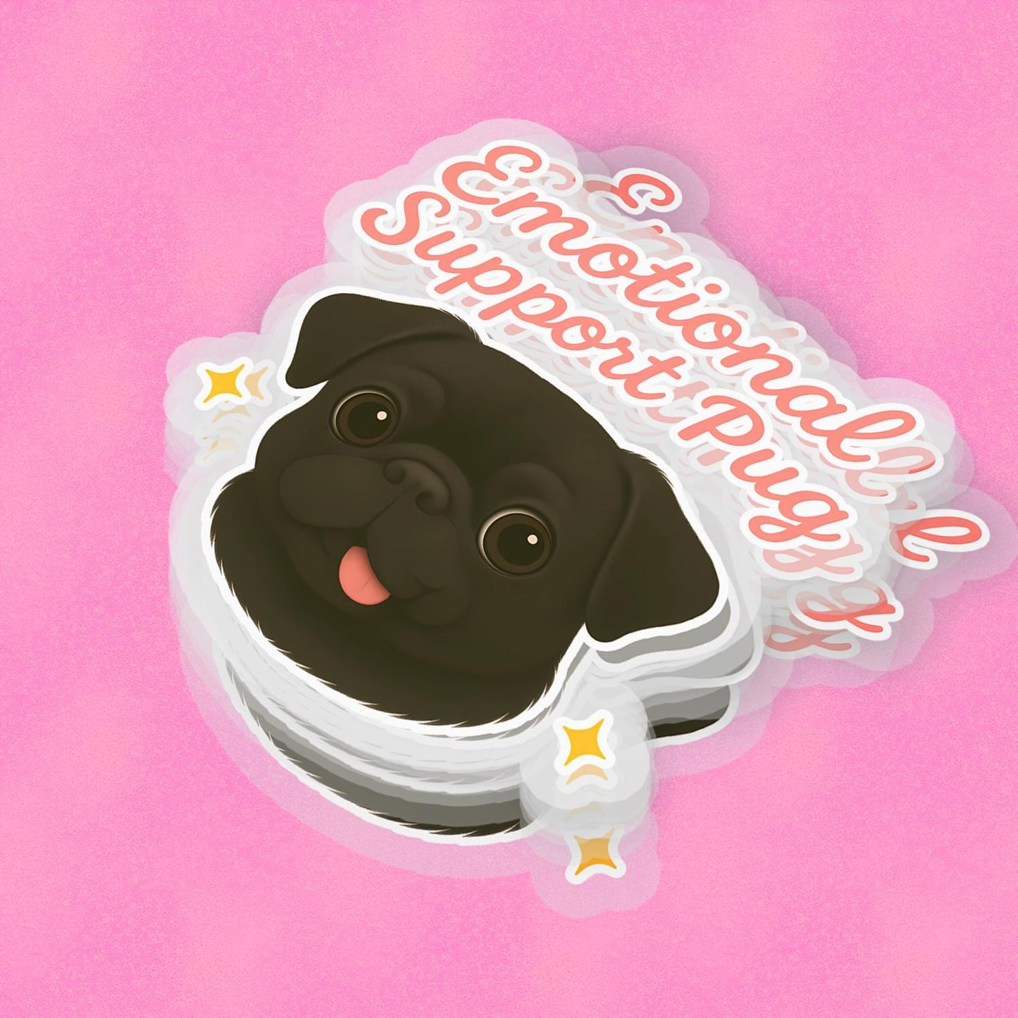 Emotional Support Pug 2.5'' Vinyl Sticker –  (Glitter/Holographic or Glossy)