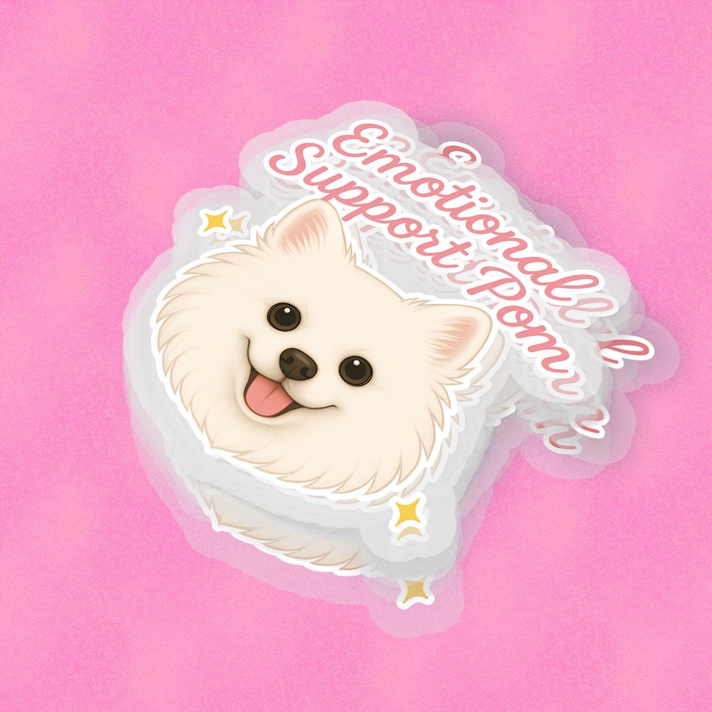 Emotional Support Pom 2.5'' Vinyl Sticker – (Glitter/Holographic or Glossy)