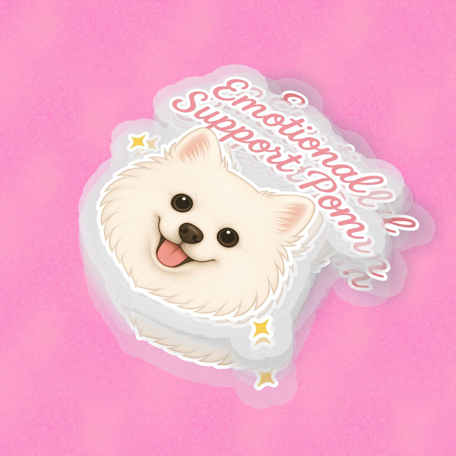 Emotional Support Pom 2.5'' Vinyl Sticker – (Glitter/Holographic or Glossy)