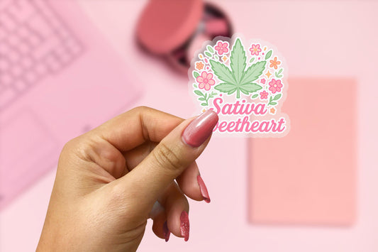 Sativa Sweetheart 2.5'' Vinyl Sticker –  (Glitter/Holographic or Glossy)