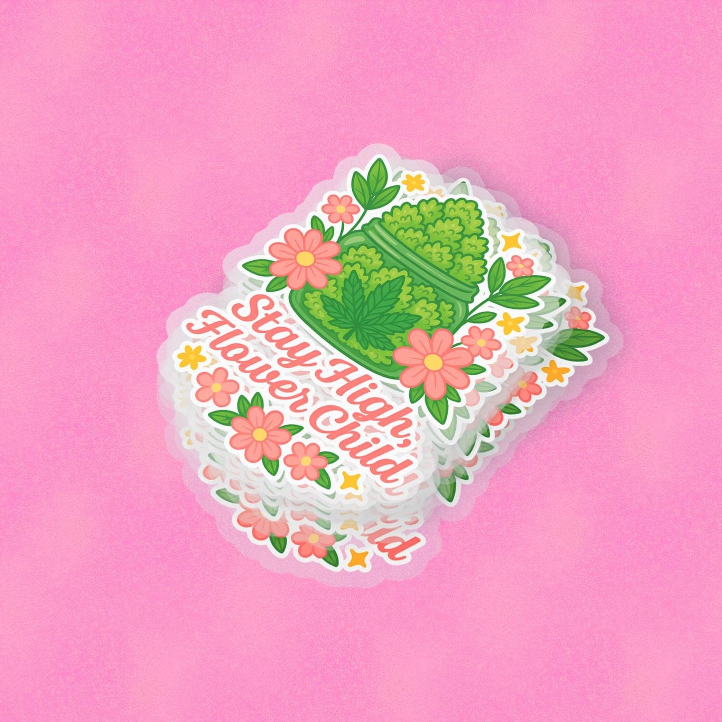 Stay High Flower Child 2.5'' Vinyl Sticker –  (Glitter/Holographic or Glossy)