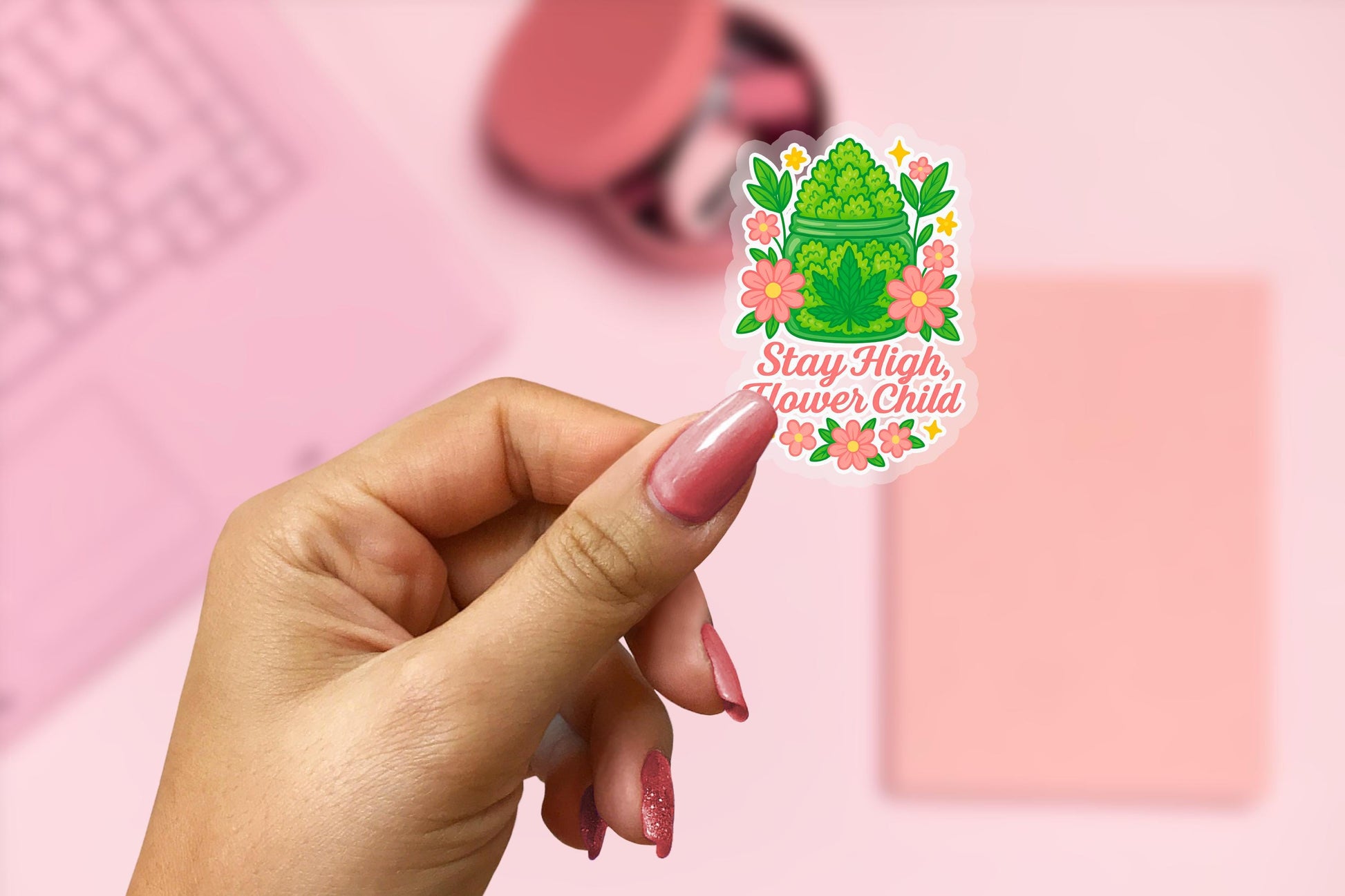 Stay High Flower Child 2.5'' Vinyl Sticker – (Glitter/Holographic or Glossy)