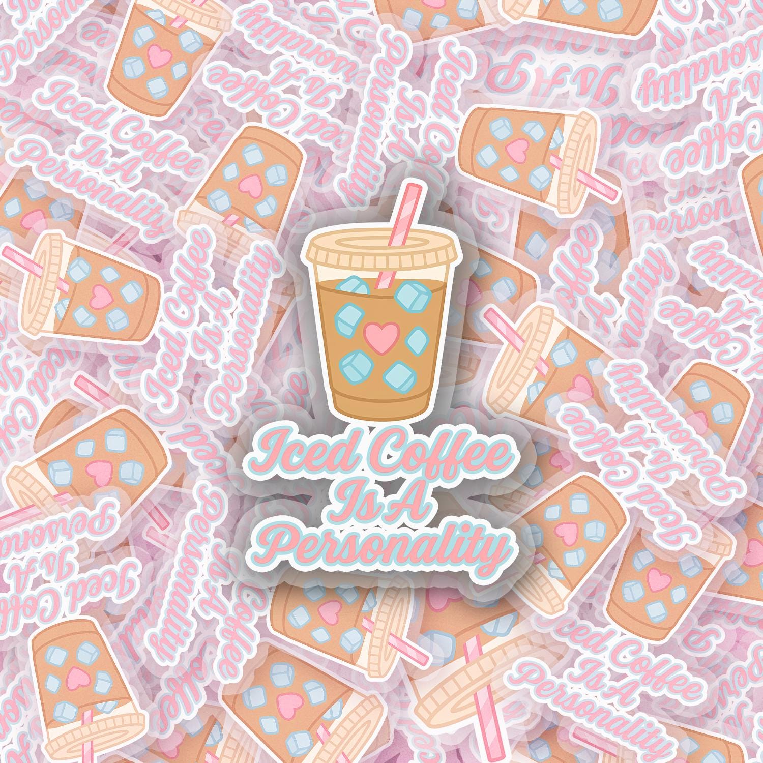 Iced Coffee 2.5'' Vinyl Sticker – (Glitter/Holographic or Glossy)