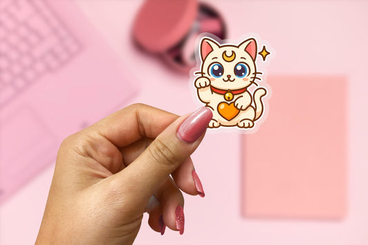 White Magical Kitty 2.5'' Vinyl Sticker –  (Glitter/Holographic or Glossy)
