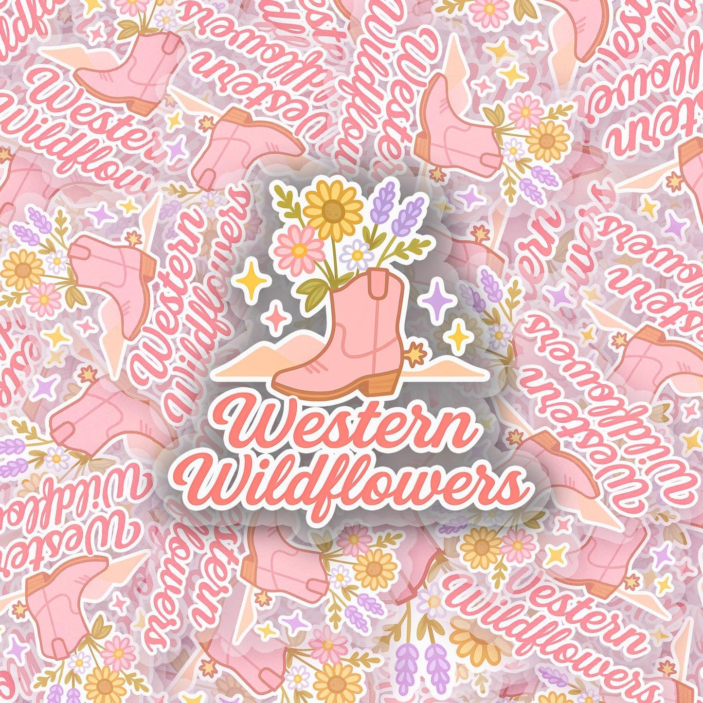 Western Wildflowers 2.5'' Vinyl Sticker –  (Glitter/Holographic or Glossy)