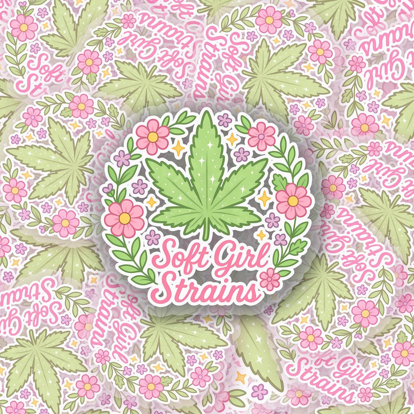 Soft Girl Strains 2.5'' Vinyl Sticker –  (Glitter/Holographic or Glossy)