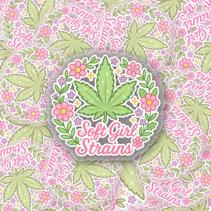 Soft Girl Strains 2.5'' Vinyl Sticker –  (Glitter/Holographic or Glossy)