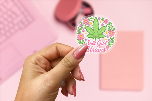 Soft Girl Strains 2.5'' Vinyl Sticker –  (Glitter/Holographic or Glossy)