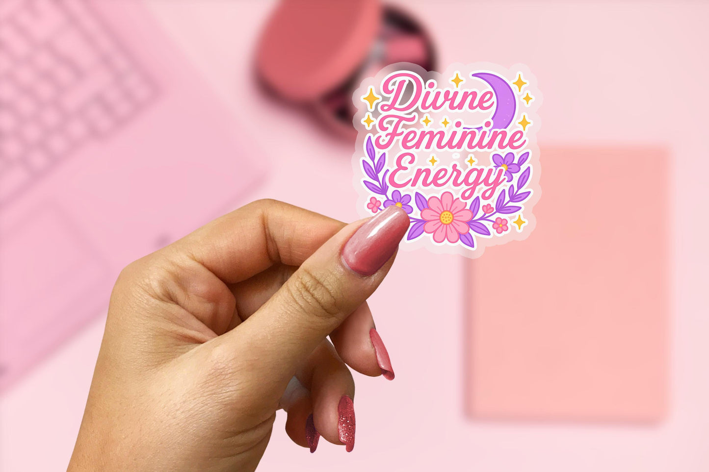 Divine Feminine Energy 2.5'' Vinyl Sticker – (Glitter/Holographic or Glossy)