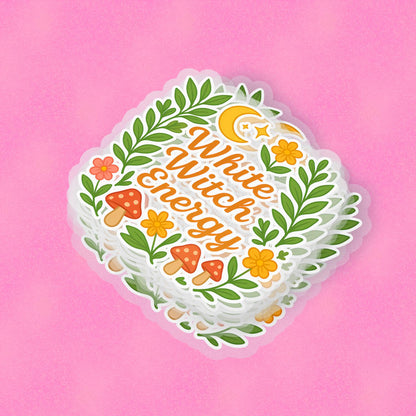 White Witch Energy 2.5'' Vinyl Sticker –  (Glitter/Holographic or Glossy)