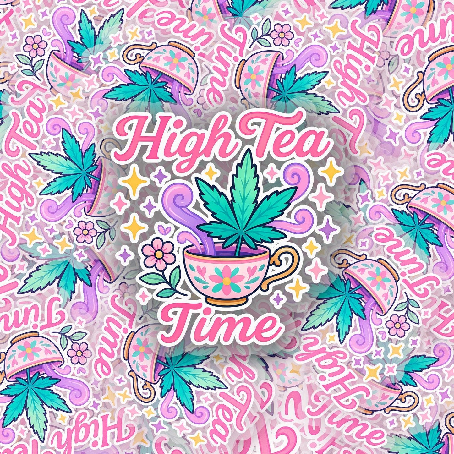 High Tea Time 2.5'' Vinyl Sticker –  (Glitter/Holographic or Glossy)