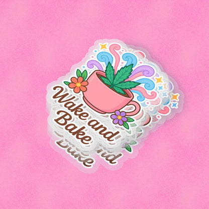 Wake and Bake 2.5'' Vinyl Sticker –  (Glitter/Holographic or Glossy)