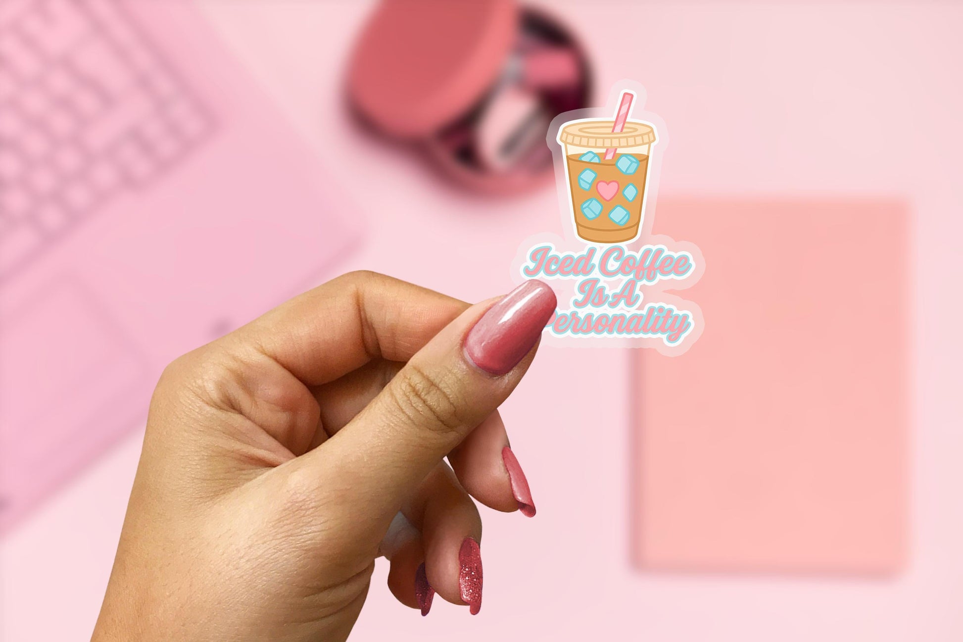 Iced Coffee 2.5'' Vinyl Sticker – (Glitter/Holographic or Glossy)