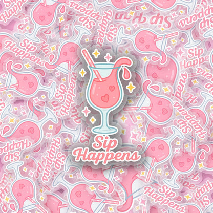 Sip Happen 2.5'' Vinyl Sticker –  (Glitter/Holographic or Glossy)