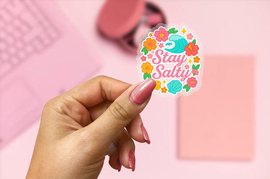 Stay Salty 2.5'' Vinyl Sticker –  (Glitter/Holographic or Glossy)