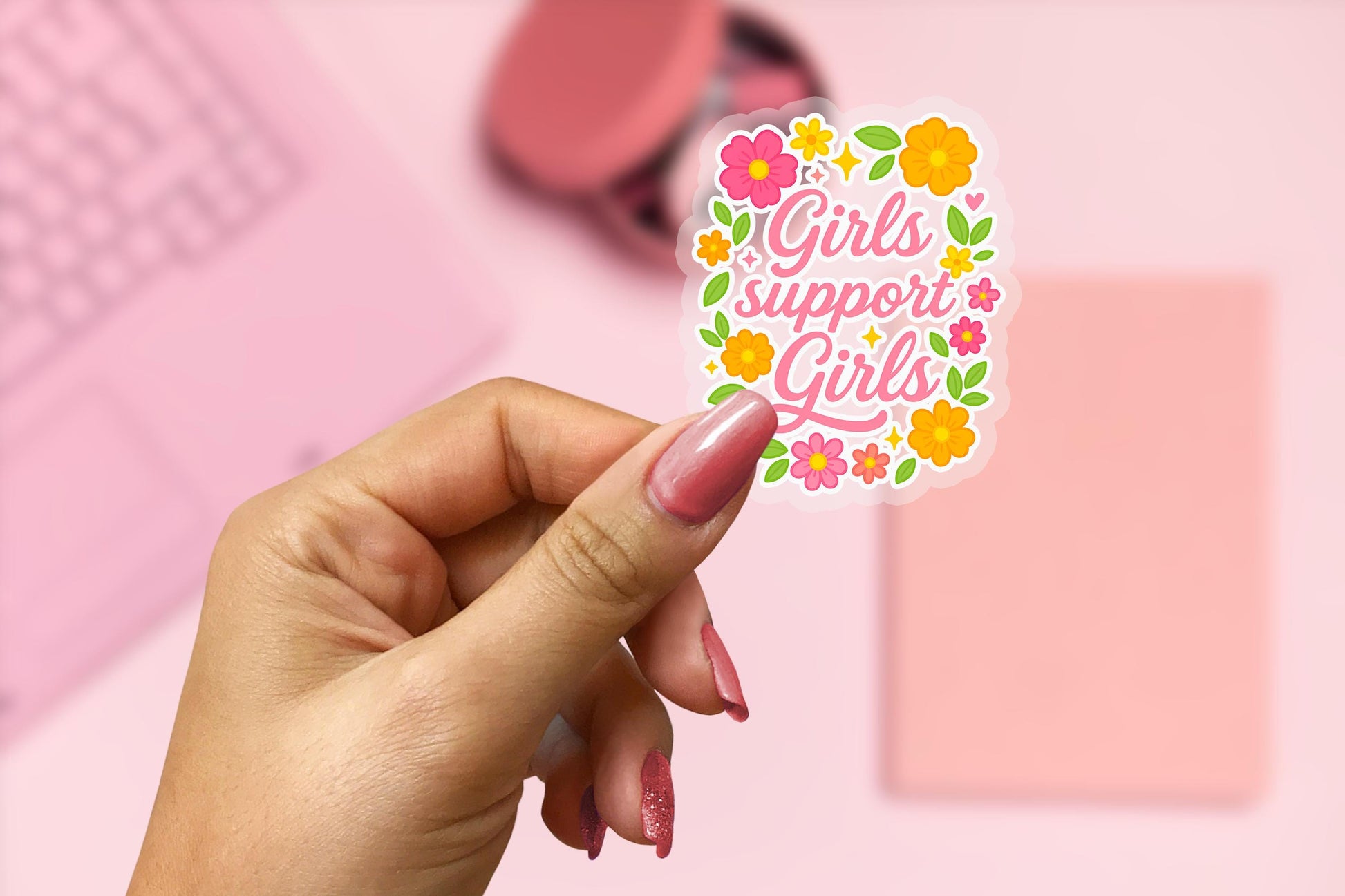 Girls Support Girls 2.5'' Vinyl Sticker – (Glitter/Holographic or Glossy)