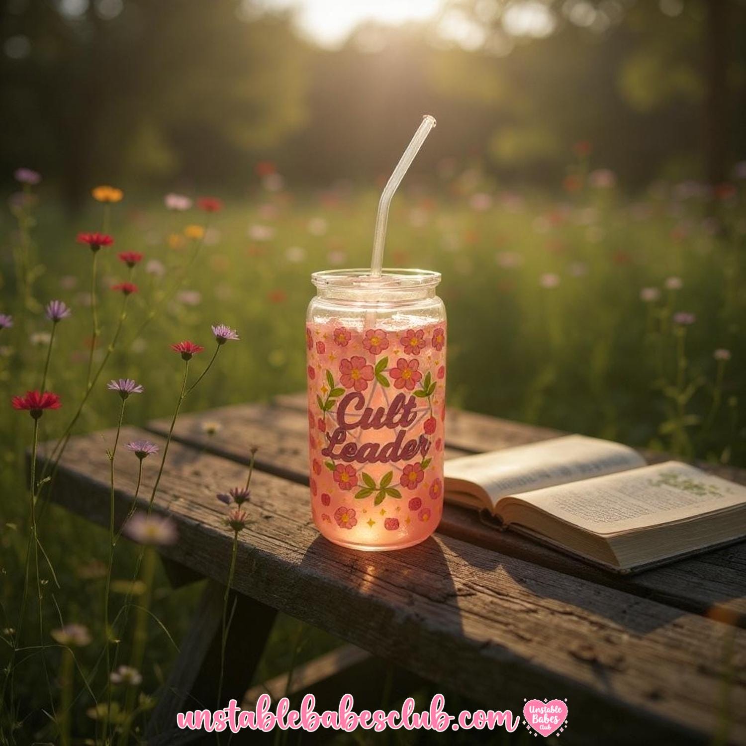 Glass Can Tumbler | Cult Leader | 16oz Iced Coffee Cup with Lid and Straw |