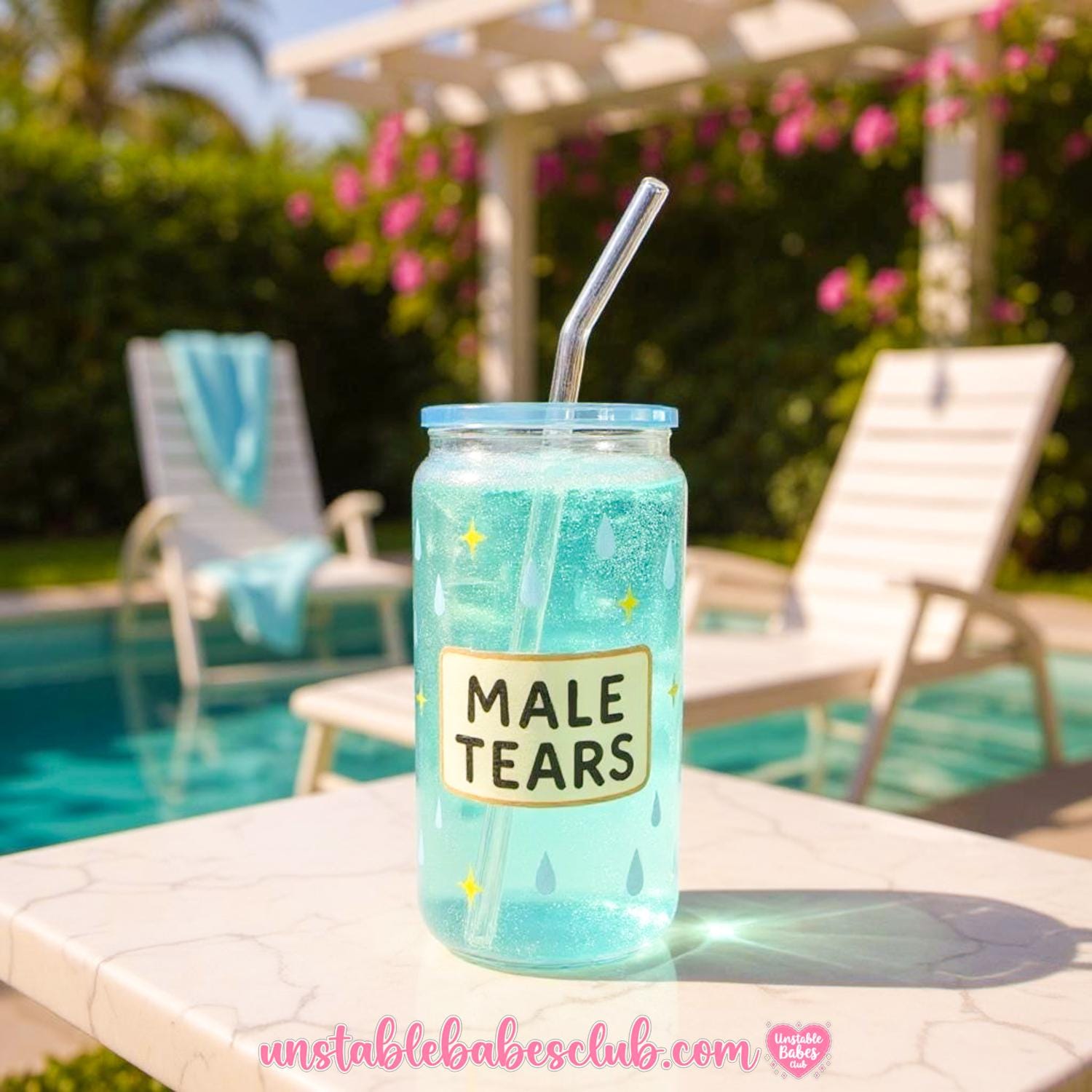 Glass Can Tumbler | Male Tears | 16oz Iced Coffee Cup with Lid and Straw |