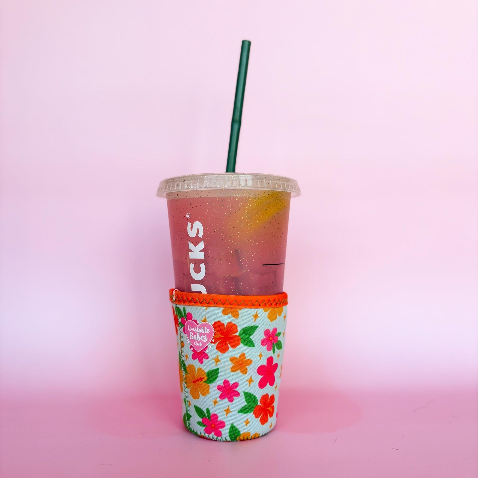 Floral Coffee Cozy: Neoprene Iced Drink Sleeve - Unstable Babes Club